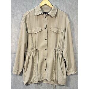 ZARA Women Sand Beige Taupe Adjustable Waist/Sleeves Jacket Loose Size Small